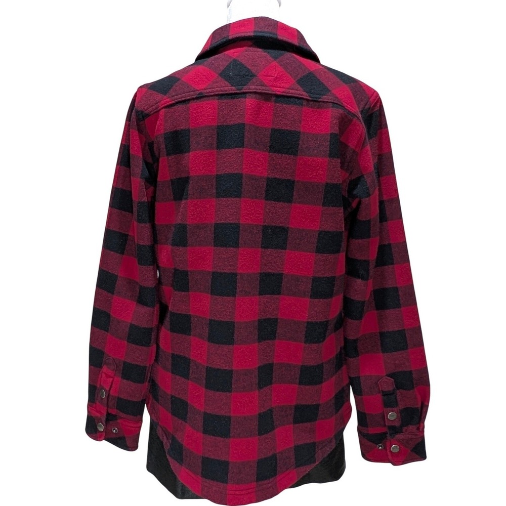 ORVIS Red Black Buffalo Plaid Fleece Lined Shacket Snap Button Gorpcore S‎ - Picture 4 of 12